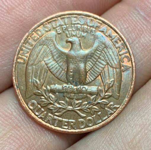 1997-Washington-Quarter-100%-Missing-Clad-On-Reverse